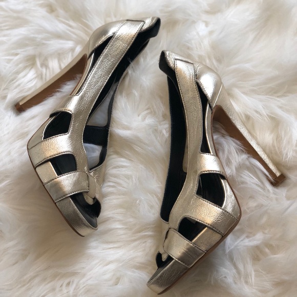 Givenchy Shoes - Givenchy Gold Open Toe Heels